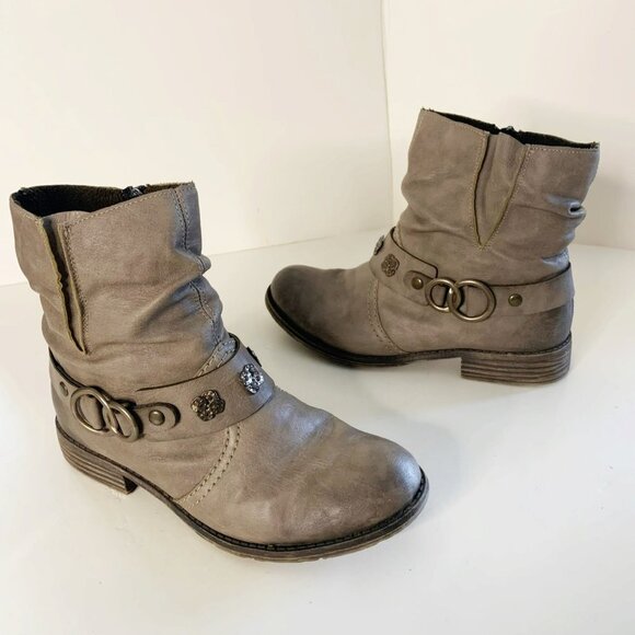 Rieker Peggy 98 Beige Leather Ankle Boots - Picture 2 of 9
